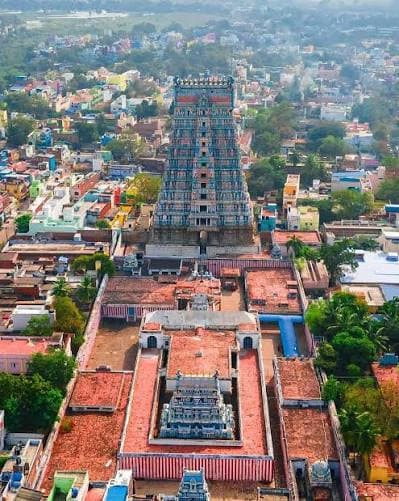 Aerial view of the Srivilliputhur Andal Temple gopuram